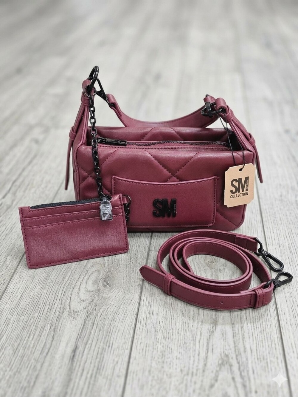 Steve Madden NWT BVILMA Quilted Shoulder Bag with Matching Card Case